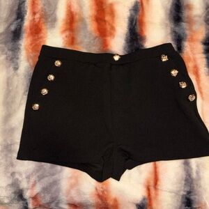 SHEIN Black High Waist Shorts with Gem Accents